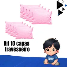 Kit 10 Capas Travesseiro 50 X 70 Impermeável Coloridas Cor Rosa Bebê Lisa Miranda Colchões Foto  mini 1
