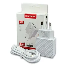Kit 10 Carregadores Celular Kapbom 5.1a Atacado 2 Usb Cor Branco Foto  mini 1