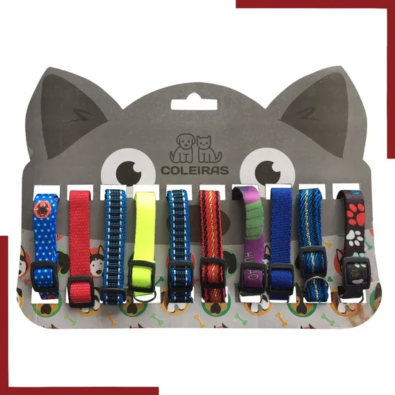 Kit 10 Cartela Coleiras Cachorros Gatos - Petshop Atacado Cor Diversas Foto 1