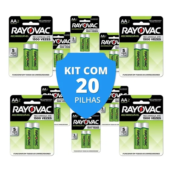Kit 10 Cartelas Pilha Recarregavel Aa 1500 Ciclos - Rayovac Foto 1