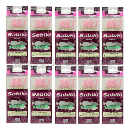 Kit 10 Cartelas Sabiki Pesca Marine Sports N°6 Cor Rosa Foto 1