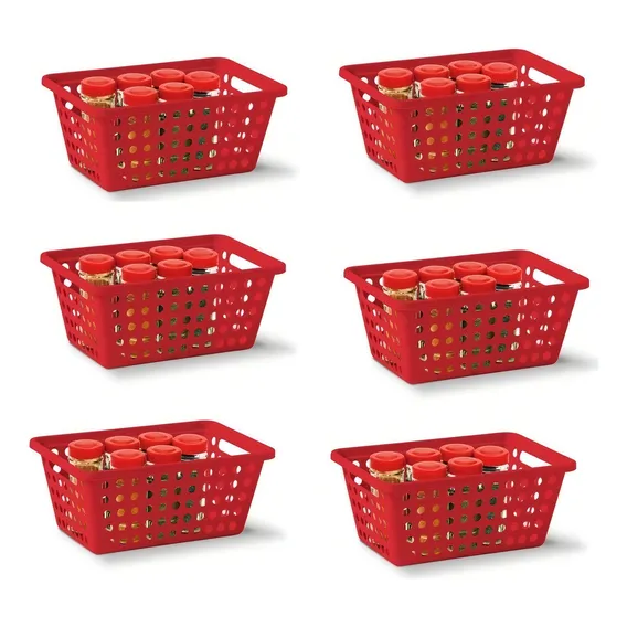 Kit 10 Cesta Vermelha Organizadora Media N356-4 Niquelart Cor Vermelho Foto 1