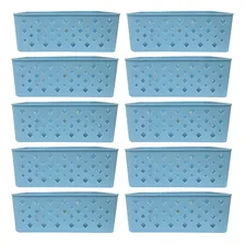 Kit 10 Cesto Multiuso Organizador Premium Azul 123organizei Foto  mini 1
