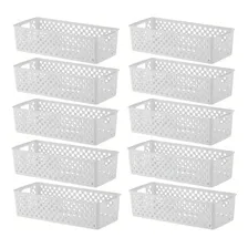 Kit 10 Cesto Organizador Cozinha Lavanderia Com Alças Branco Foto mini 1