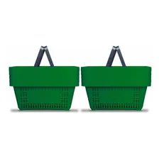 Kit 10 Cestos Compras 16l Plástica D100 Verde Supermercado Foto  mini 1