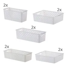 Kit 10 Cestos Organizadores Cozinha Casa Quadratta Branco Foto mini 1