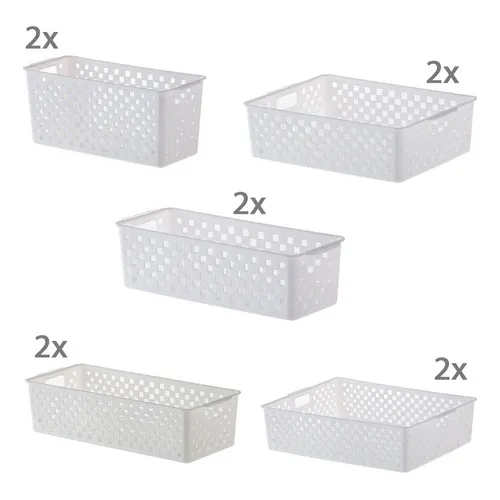 Kit 10 Cestos Organizadores Cozinha Casa Quadratta Branco Foto 1