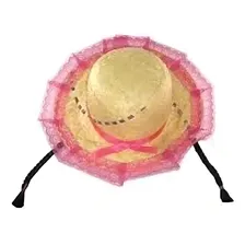 Kit 10 Chapéu De Palha Com Trança E Renda Inf. Festa Junina Cor Sortidos Foto mini 4
