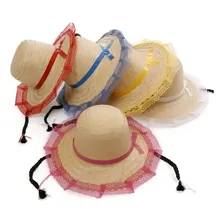 Kit 10 Chapéu De Palha Com Trança E Renda Inf. Festa Junina Cor Sortidos Foto mini 1