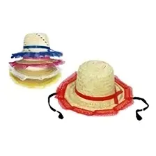 Kit 10 Chapéu De Palha Com Trança E Renda Inf. Festa Junina Cor Sortidos Foto mini 2