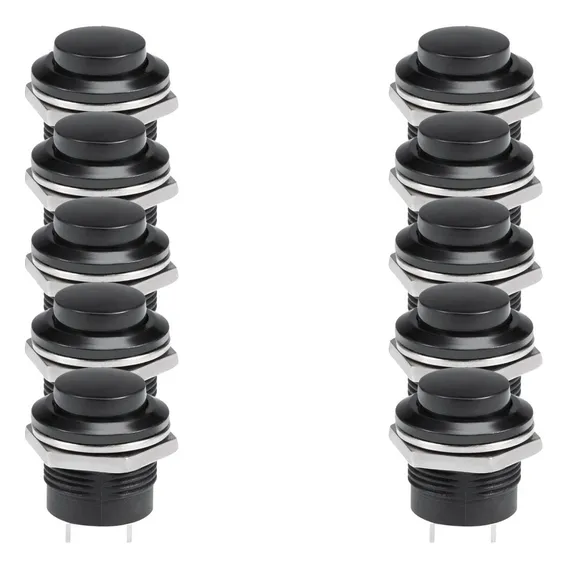 Kit 10 Chave Interruptor Botão R13-507 Redonda Preto Foto 1