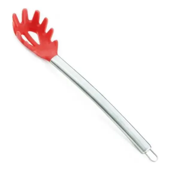 Kit 10 Colher P/espaguete Silicone Cabo Inox 33cm Cabo Aço Foto 1