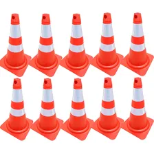 Kit 10 Cone Flexível 75 Cm Faixa Refletiva Laranja E Branco Foto mini  2