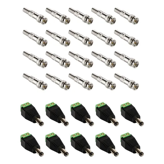 Kit 10 Conector P4 + 20 Bnc Macho Dvr Cftv Cameras Co115 Foto 1