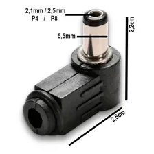 Kit 10 Conector Plug Dc Jack P4 Macho Pino 90 Graus Foto mini  2