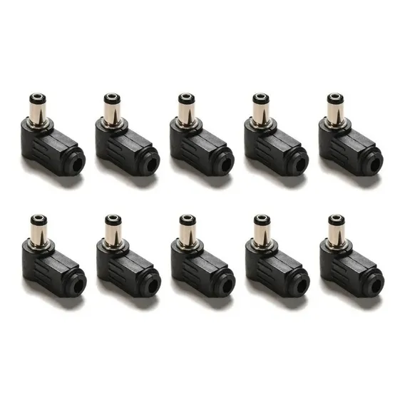 Kit 10 Conector Plug Dc Jack P4 Macho Pino 90 Graus Foto 1