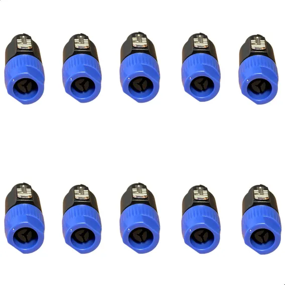 Kit 10 Conector Plug Speakon Macho 4 Polos Cor Preto Foto 1
