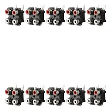 Kit 10 Conector Rca 2x2 Av4-8,4-7 Painel Vermelho E Branco Foto mini 1
