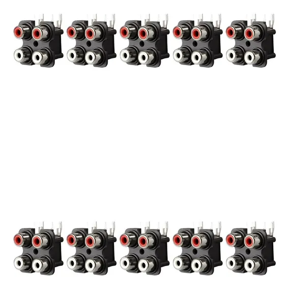 Kit 10 Conector Rca 2x2 Av4-8,4-7 Painel Vermelho E Branco Foto 1