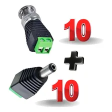 Kit 10 Conectores Bnc Macho Com Borne + 10 Plug P4 Macho Foto mini 1