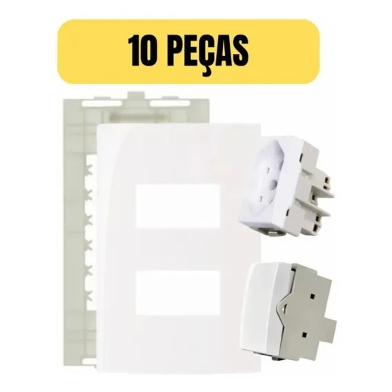 Kit 10 Conjunto 4x2 Tomada 20a + Interruptor Simples Sleek Foto 1