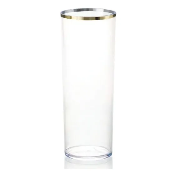 Kit 10 Copo Long Drink C/borda Dourada 340ml Cor Transparente Foto 1