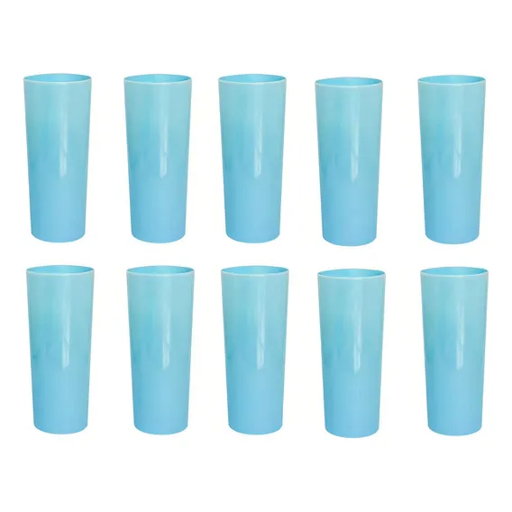 Kit 10 Copos Long Drink 350ml Azul Claro Foto 1