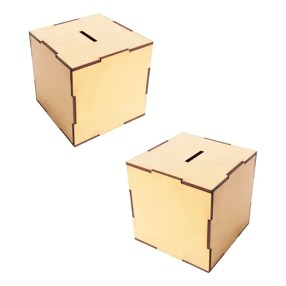 Kit 10 Cubo Cofre Mdf Cofrinho 10 Cm Lembrancinha Arte Festa Cor Mdf Cru Sem Pintura Cubo Cofre Cofrinho Foto 1