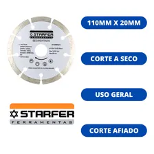 Kit 10 Discos Diamantado Segmentado Seco 110x20mm - Starfer Foto mini 3
