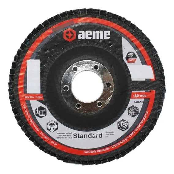 Kit 10 Discos Flap Aeme Standard Nylon Reto 7 Grão 80 Foto 1