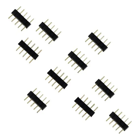 Kit 10 Emenda Conector 4 Ou 5 Pinos Macho Fita 5050 3528 Luz Rgbw Foto 1