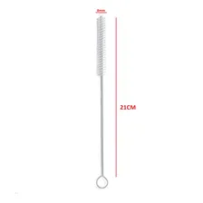 Kit 10 Escova Limpeza P/ Canudo Cerdas Nylon Haste Inox 21cm Foto mini 2