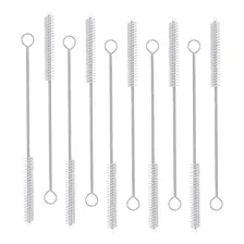 Kit 10 Escova Limpeza P/ Canudo Cerdas Nylon Haste Inox 21cm Foto mini 1