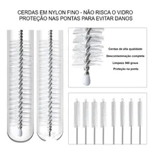 Kit 10 Escova Limpeza P/ Canudo Cerdas Nylon Haste Inox 21cm Foto mini 3