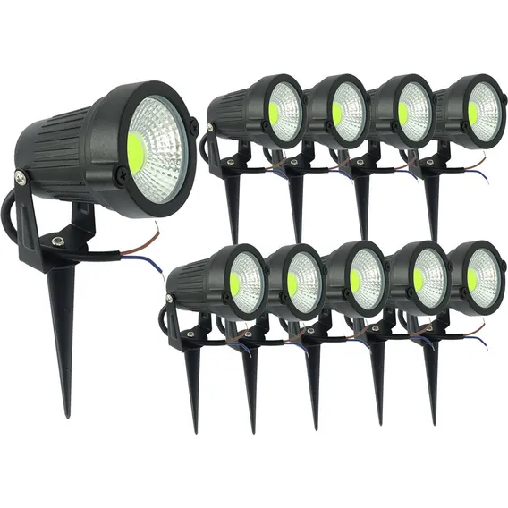 Kit 10 Espeto Luminaria De Jardim Cob Led 5w Cor Da Luz Verde Foto 1
