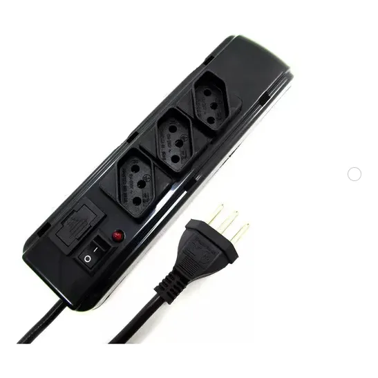 Kit 10 Filtro De Linha Kitec Com 3 Tomadas Diagonais Cor Preto 127V/220V Foto 1