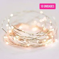 Kit 10 Fio Cordão De Fada Led 10m 100 Leds Branco Frio Pilha Foto mini 3