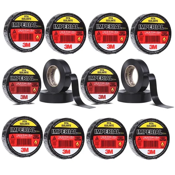 Kit 10 Fita Isolante 3m Imperial Slim 18mm X 20 Metros Foto 1