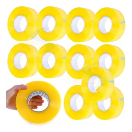 Kit 10 Fita Larga Transparente 500m Embalar Caixa Atacado Foto 1