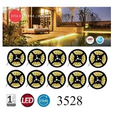 Kit 10 Fita Led 3528 Branco Quente C Silicone/c Fit Adesiva Cor da luz Branco Quente 3000K Tensão de operação Foto  mini 1