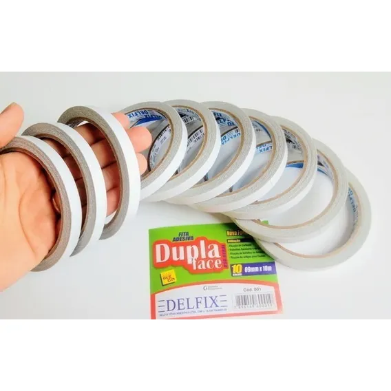 Kit 10 fitas adesivas Delfix Dupla Face 9mm x 10m Foto 1