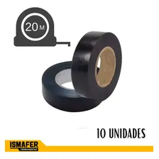 Kit 10 Fitas Isolantes 20 Metros Antichama Preta 20m Foto mini  2