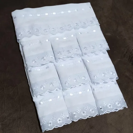 Kit 10 Fraldinhas De Boca Bebê Bordada 100% Algodão Luxo Cor Branca Com Laise Foto 1