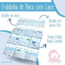 Kit 10 Fraldinhas De Boca Bebê Bordada 100% Algodão Luxo Cor Branca Com Laise Foto mini  3