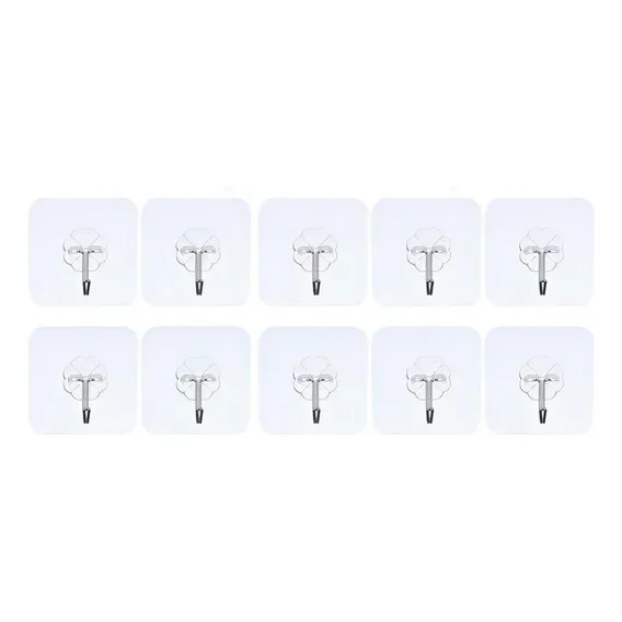 Kit 10 Ganchos Adesivos Parede Transparente AderĂȘncias 4kg Foto 1