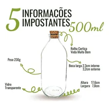 Kit 10 Garrafa Vidro 500ml Com Rolha Coquinho Foto mini  3