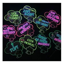Kit 10 Gravata Neon 10 Plaquinha Neon Sortida Luz Negra Foto mini 3