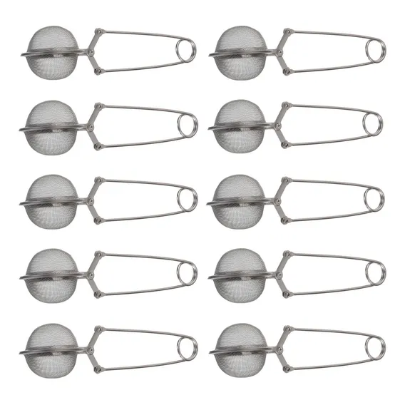 Kit 10 Infusores De Chá Inox Coador Peneira Ervas Qualidade Cor Metálico Foto 1
