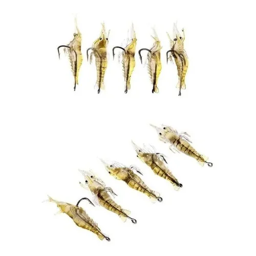 Kit 10 Iscas Artificiais Camarão 4cm Com Anzol Tucunar Foto 1