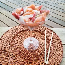Kit 10 Jogo Americano Sousplat Rattan Bambu Redondo Claro Cor Marrom-claro Foto mini 3